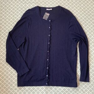 NWOT Croft & Barrow Navy Swiss Dot Cardigan XXL